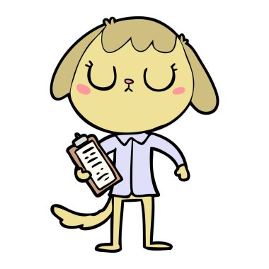 sevimli çizgi köpek Office gömlek giymiş