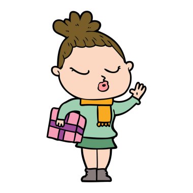 vektör çizim karikatür sakin kadın