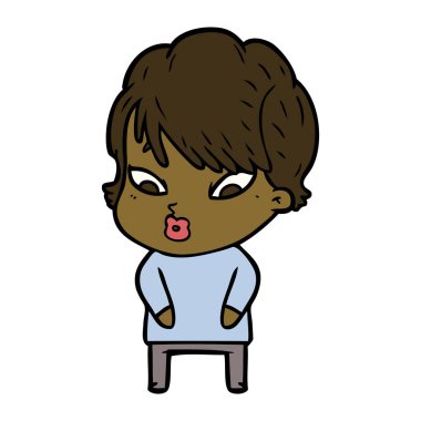 Çizgi filmdeki kadının vektör çizimi