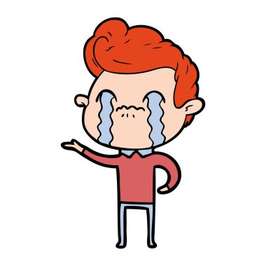 vektör çizim karikatür adam ağlıyor