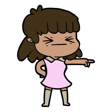 Çizgi filmdeki kadının vektör çizimi