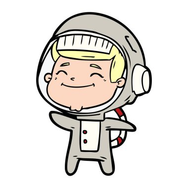 mutlu karikatür astronot vektör çizim