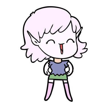 vektör çizim karikatür elf kızı