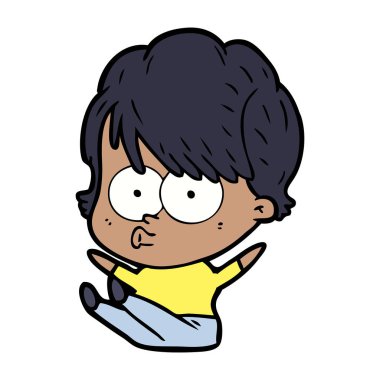 Çizgi filmdeki kadının vektör çizimi 