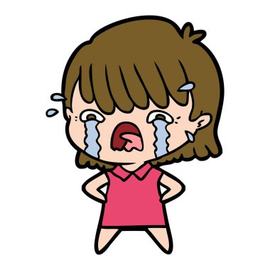 vektör çizim karikatür kız ağlıyor