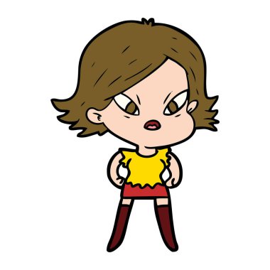 vektör çizim karikatür kadın vurguladı