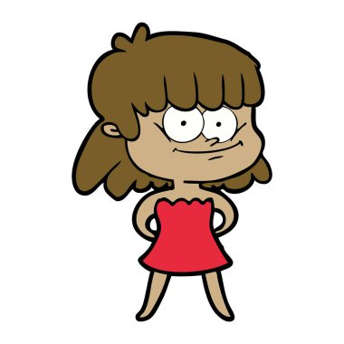 vektör çizim karikatür gülümseyen kadın