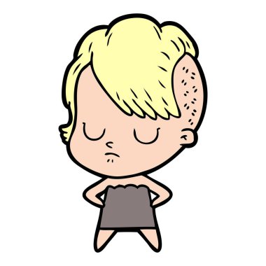 Çizgi filmdeki kadının vektör çizimi