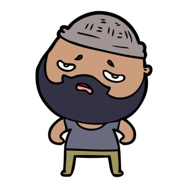 Sakallı endişeli adam çizgi film