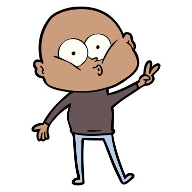 karikatür kel adam bakıyor