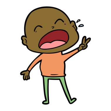 karikatür bağırarak kel adam