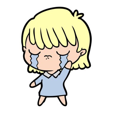 vektör çizim karikatür kadının ağladığını