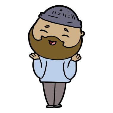 Çizgi film mutlu sakallı adam