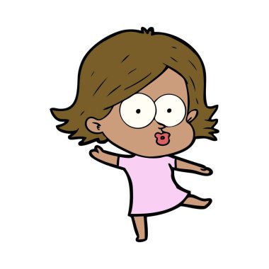 surat asmayı çizgi film kız vektör çizim