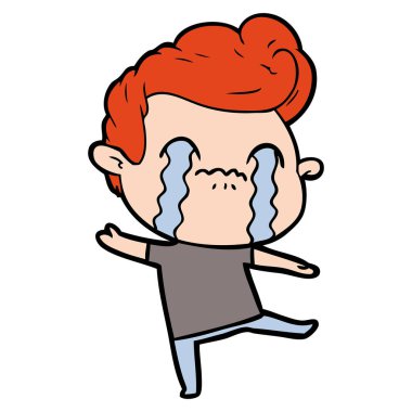 vektör çizim karikatür adam ağlıyor