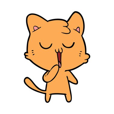 vektör çizim karikatür kedi esneme