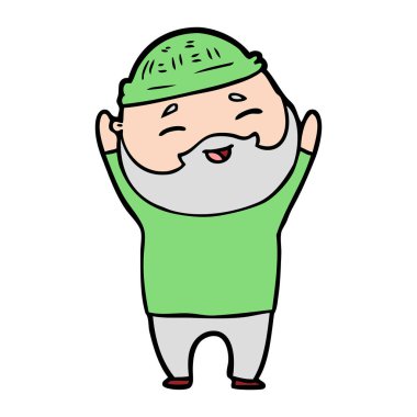 Çizgi film mutlu sakallı adam