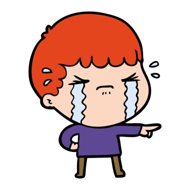 vektör çizim karikatür adam ağlıyor