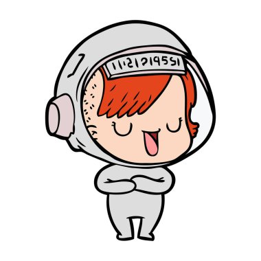 vektör çizim karikatür astronot kadın