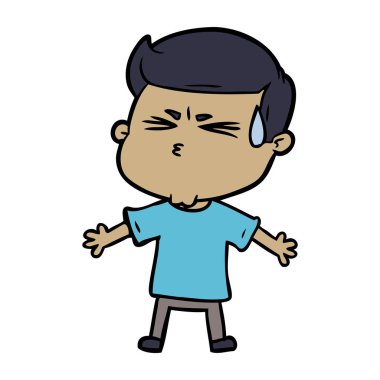  vektör çizim karikatür adam terleme