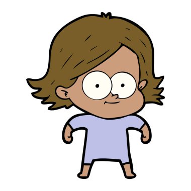 mutlu çizgi film kız vektör çizim