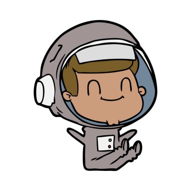 mutlu karikatür astronot vektör çizim