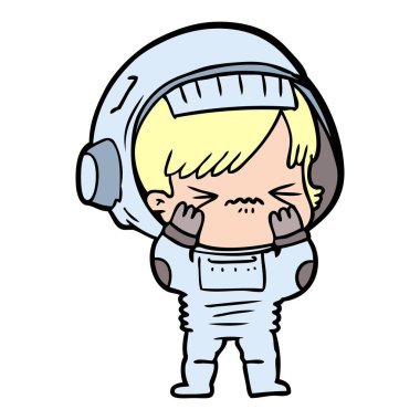 vektör çizim karikatür astronot kadın