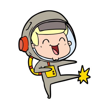 mutlu karikatür astronot vektör çizim