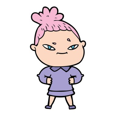 Çizgi filmdeki kadının vektör çizimi