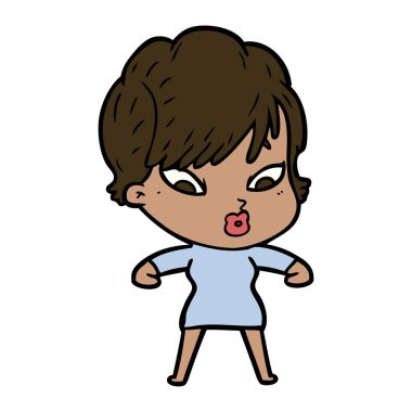 Çizgi filmdeki kadının vektör çizimi