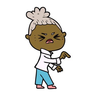 vektör çizim karikatür kızgın kadın