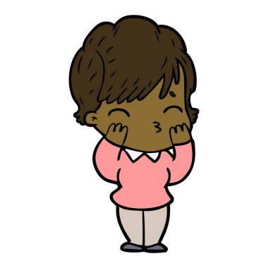 vektör çizim karikatür kadın düşünme