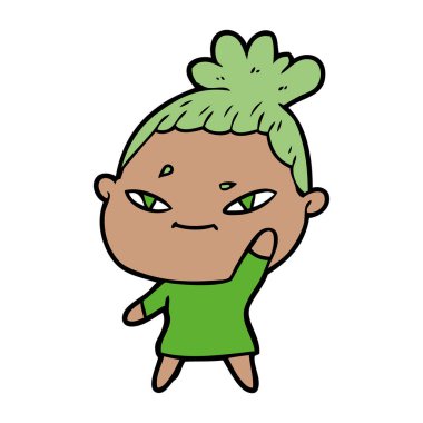 Çizgi filmdeki kadının vektör çizimi