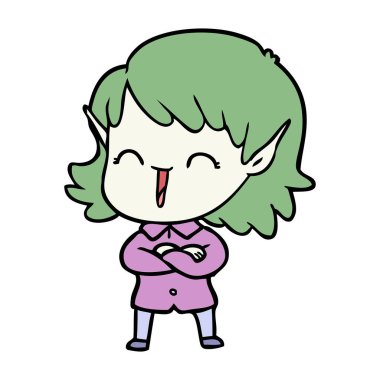 vektör çizim karikatür elf kızı