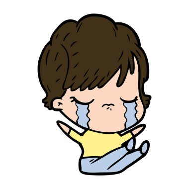 vektör çizim karikatür kadının ağladığını