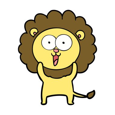 mutlu karikatür aslan vektör çizim