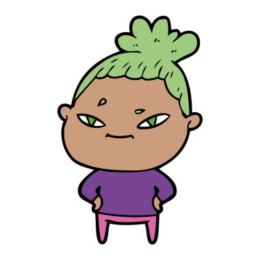 Çizgi filmdeki kadının vektör çizimi