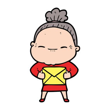 çizgi film huzurlu yaşlı kadın