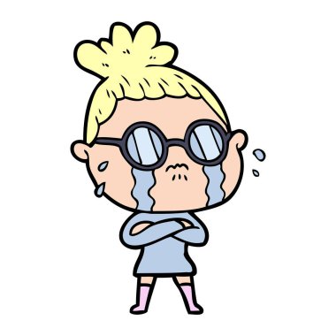 çizgi film ağlayan kadın gözlük takıyor