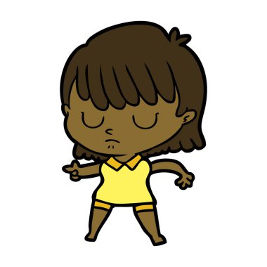 Çizgi filmdeki kadının vektör çizimi