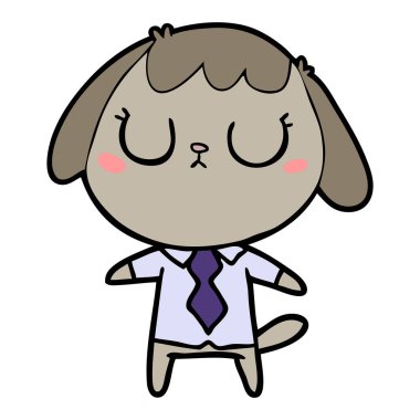 sevimli çizgi köpek Office gömlek giymiş