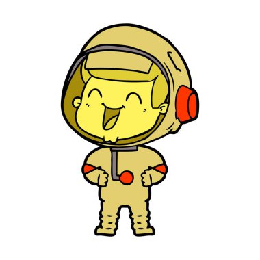 mutlu karikatür astronot vektör çizim