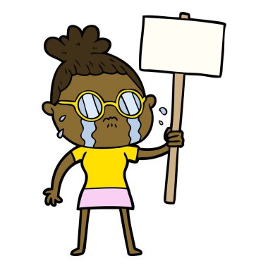 çizgi film ağlayan kadın gözlük takıyor