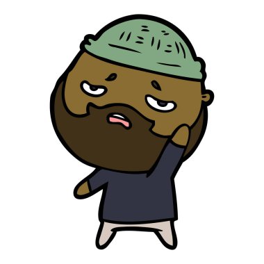 Sakallı endişeli adam çizgi film