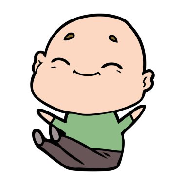 mutlu karikatür kel adam