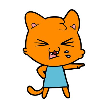 vektör çizim karikatür kedi tıslama