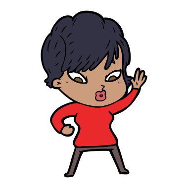 Çizgi filmdeki kadının vektör çizimi