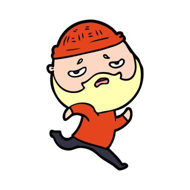 Sakallı endişeli adam çizgi film