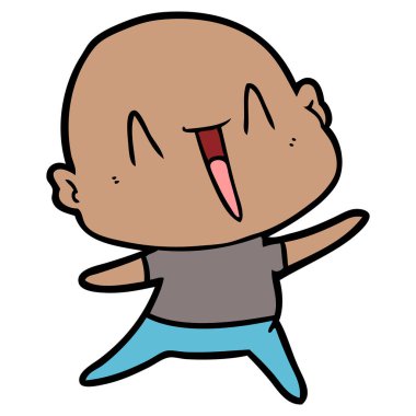 mutlu karikatür kel adam