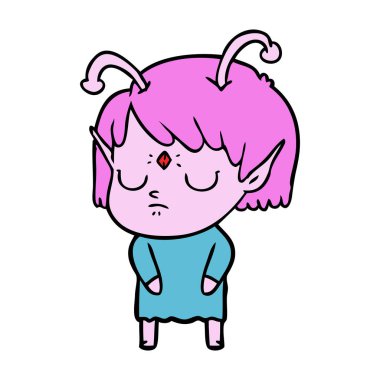 vektör çizim karikatür uzaylı kız